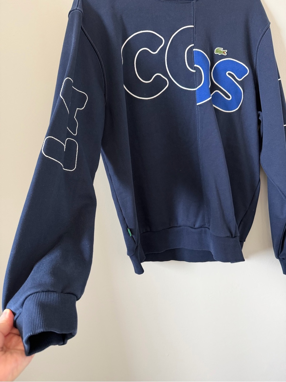 Lacoste Navy Graphic Crewneck Sweatshirt with Blue Accents